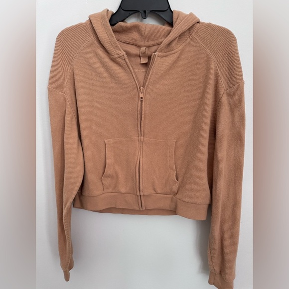 SKIMS Tops - Skims Crop zip up Tan Hoodie X-Large